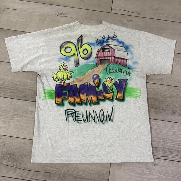 Vintage 90s Airbrush Farm Animals Graphic Tee Family Reunion Made In USA Size L - Picture 2 of 12